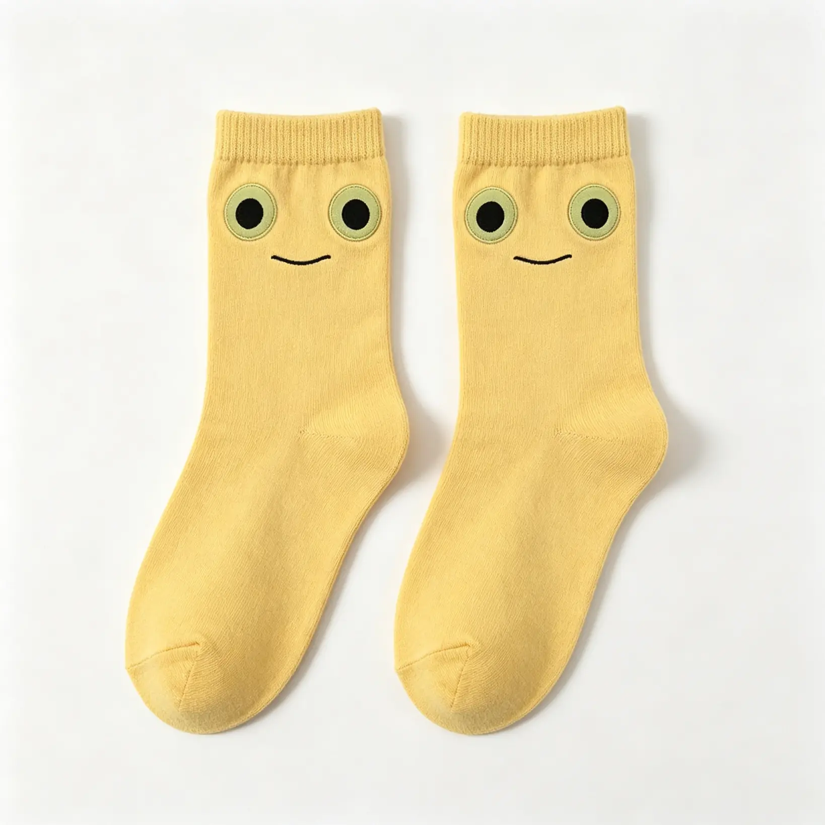gadgets-yellow-smile-socks-01 Yellow Smile Face Crew Socks - Image 1