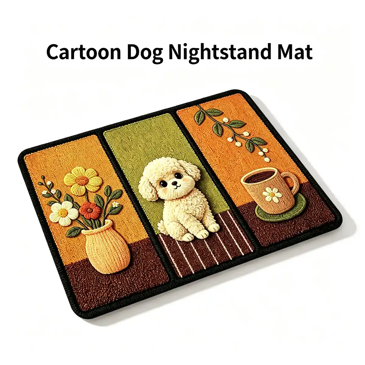 home-cartoon-dog-nightstand-mat-01 Cartoon Dog Nightstand Mat - Image 1